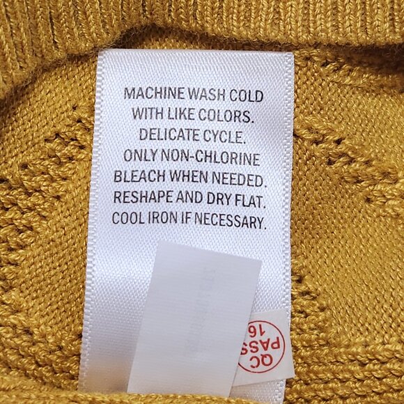 Ophelia Roe Puff Sleeve Gold Yellow Medallion Knit Eyelet Sweater Size S - Picture 14 of 14